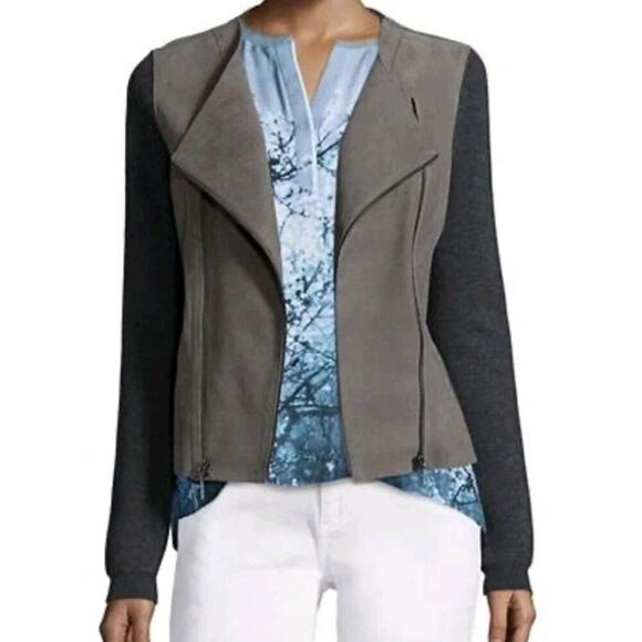 Elie Tahari Jackets & Blazers - ELIE TAHARI $898 JOPLIN Genuine Lamb Leather MerinoWool Asymmetric Moto Jacket M